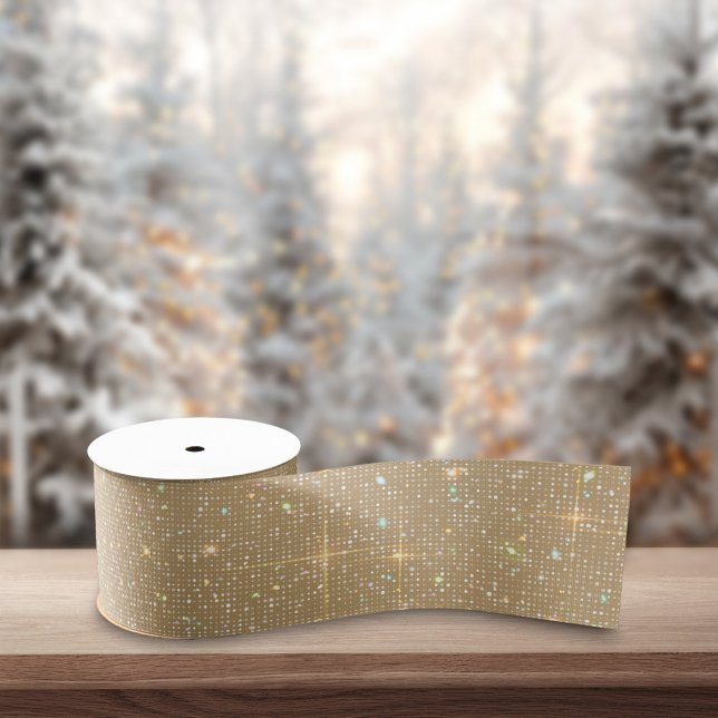 Golden Glitter Shiny Multicolor Sparkles Diamond Grosgrain Ribbon (Creator Uploaded)