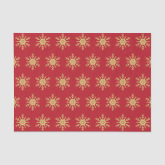 Golden Glitter Snowflakes on Christmas Red Tissue Paper