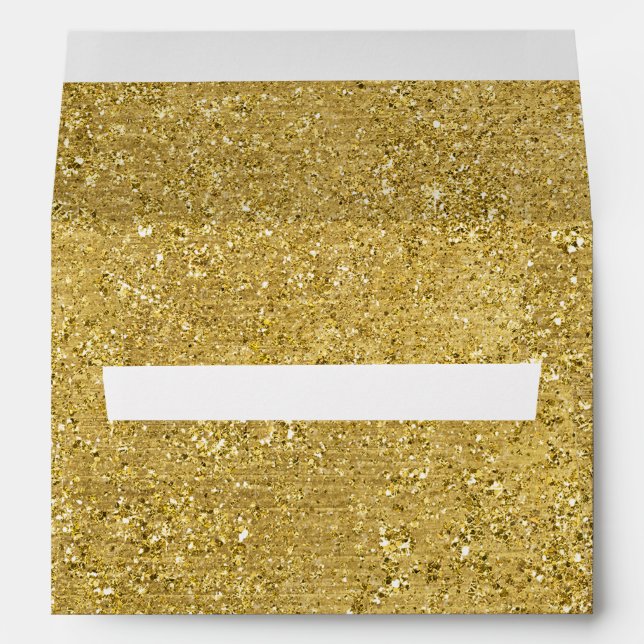 Golden Glitter Sparkle Gold Glam Birthday Party Envelope (Back (Bottom))