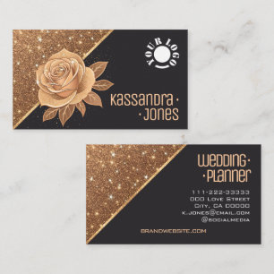 Golden Glitter Sparkle Stars Luxurious Chic Business Card