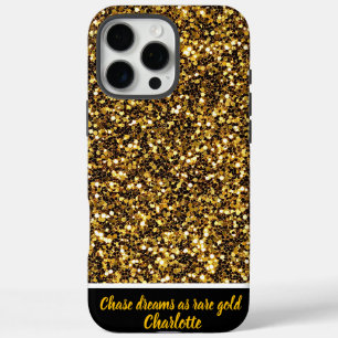 Golden glitter sparkling brightly iPhone 16 pro max case