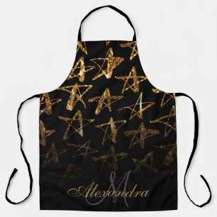 Golden Glitter Stars Apron