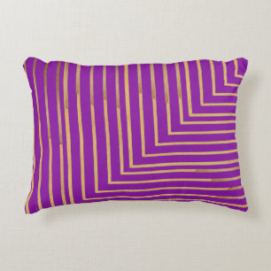 Golden glitter Stripes line art Pattern Accent Pillow