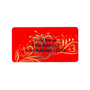 Golden glitter swirls doodle elements romantic flo label