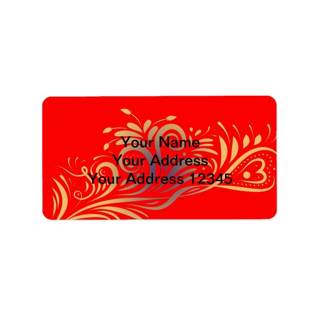Golden glitter swirls doodle elements romantic flo label (Front)