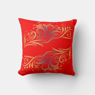 Golden glitter swirls doodle elements romantic flo throw pillow