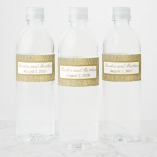 Golden Glitter Texture Water Bottle Label