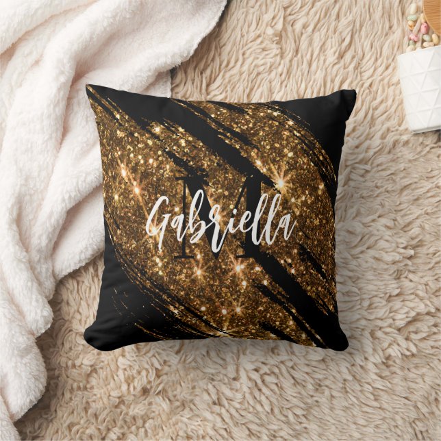 Golden Glitter Throw Pillow (Blanket)
