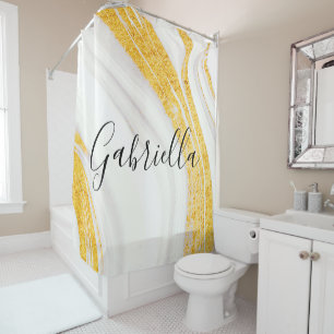 Golden Glitter White Marble