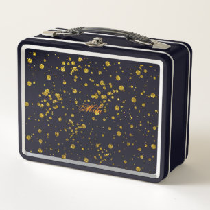 Golden glitters metal lunch box