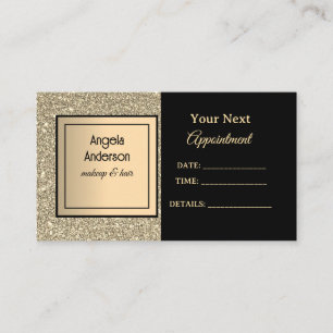 Golden Glittery Foil Glamourous Beauty Salon  Appointment Card