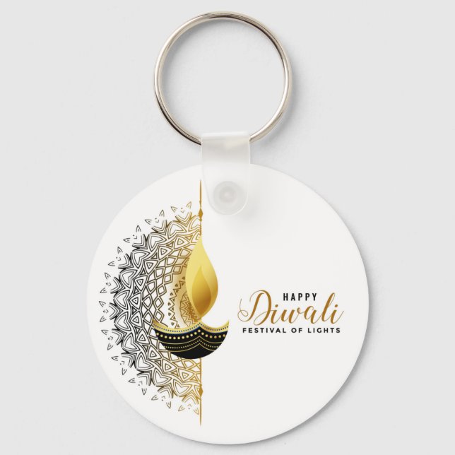 Golden Glow: A Diwali Blessing Keychain (Front)