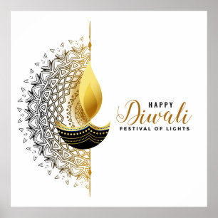 Golden Glow: A Diwali Blessing Poster
