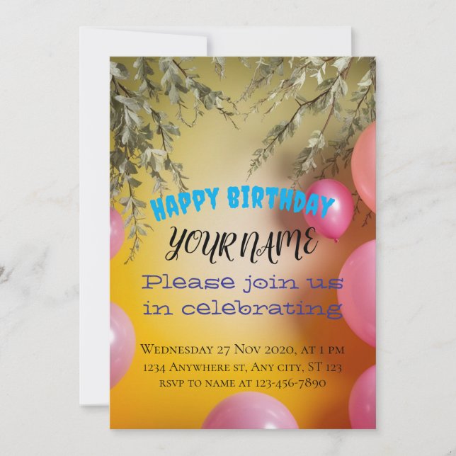 Golden Glow: A Flourishing Fantasy Celebration Invitation (Front)