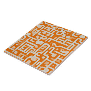 Golden Glow Apricot Wave Pattern Tile
