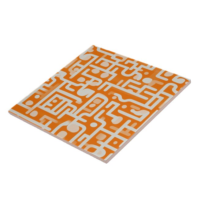 Golden Glow Apricot Wave Pattern Tile (Side)