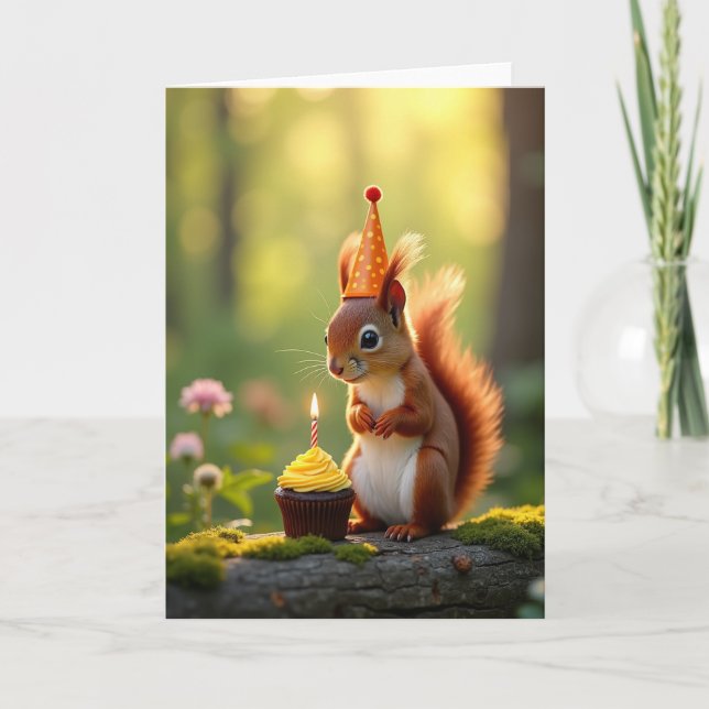 Golden Glow Creature Birthday Card (Front)