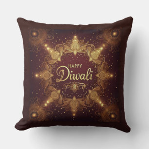 Golden Glow Diwali  Throw Pillow