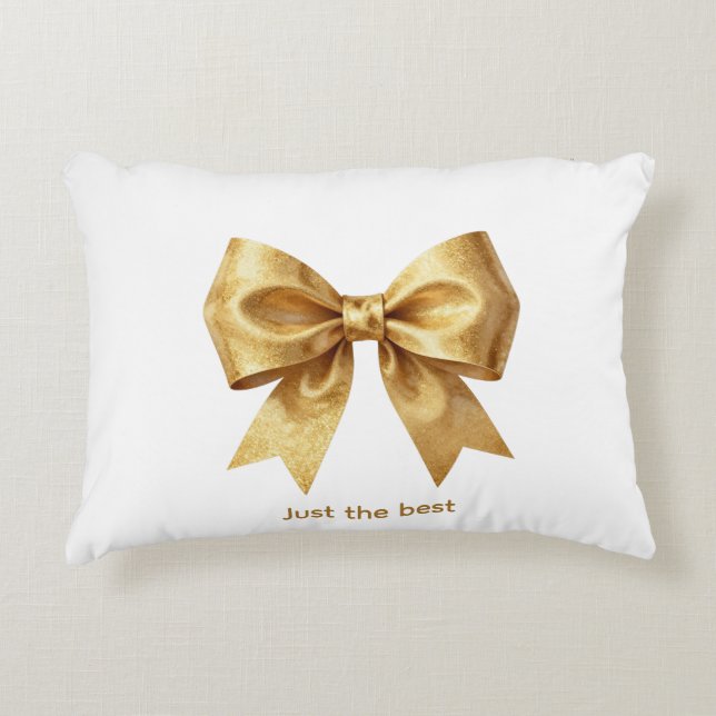 Golden Glow Festive Bow Accent Pillow (Front)