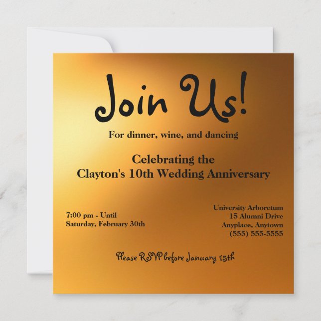 Golden Glow Invitation 5.25" (Front)