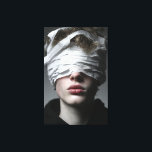 Golden Glow Melanin Fierce Close-Up Canvas Print<br><div class="desc">Golden-bronze light sculpts flawless deep brown skin, illuminating sharp cheekbones, glossy nude-pink lips, and intense dark eyes framed by smoky glitter shadow. A sleek short natural cut and massive hammered gold hoop earrings catch fiery reflections, while layered gold chains add regal texture against a high-neck black top. The powerful close-up...</div>