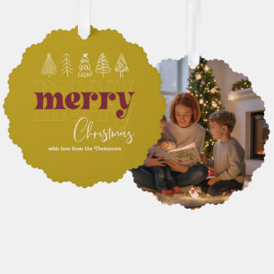 Golden Glow Scribbles Merry Christmas Keepsake Ornament Card