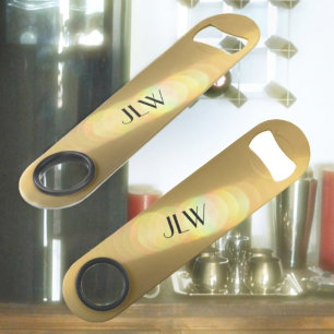Golden Glow Stylish Glam Customizable Intials Bar Key