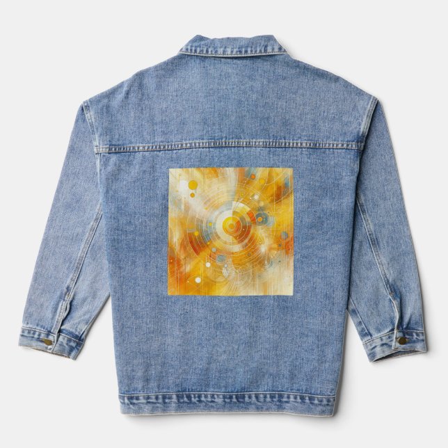 Golden Glow - Sun-Inspired Abstract Denim Jacket (Back)