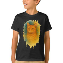 Golden Glow: Watercolor Cat T-Shirt