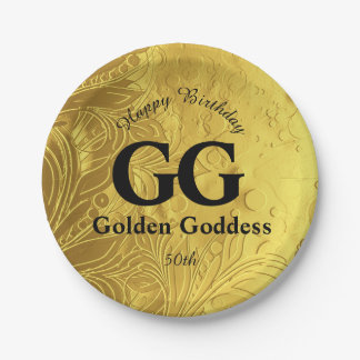Golden Goddess Celebrate Happy 50th Birthday Party Paper Plate
