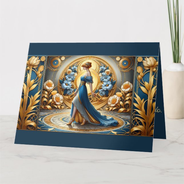 Golden Goddess in Art Nouveau Bloom Card (Front)