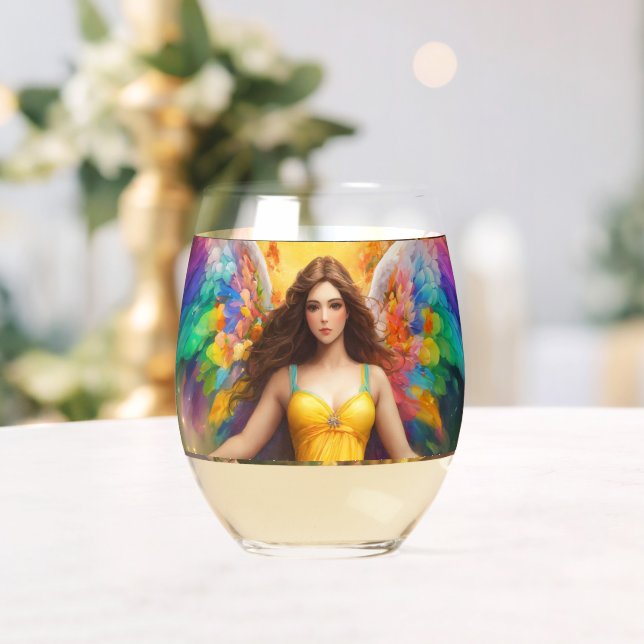 "Golden Goddess: Legendary Lightning Drinking Glas Stemless Wine Glass (Insitu (Wedding))