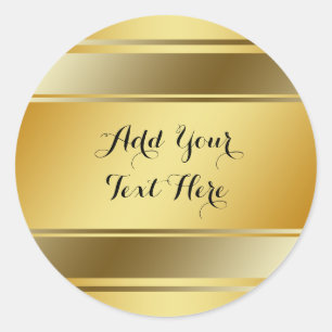 Golden Gold Foil Faux Glitter Customize Classic Round Sticker