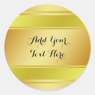 Golden Gold Foil Faux Glitter Customize Classic Round Sticker