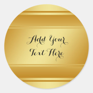 Golden Gold Foil Faux Glitter Customize Classic Round Sticker