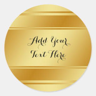 Golden Gold Foil Faux Glitter Customize Classic Round Sticker