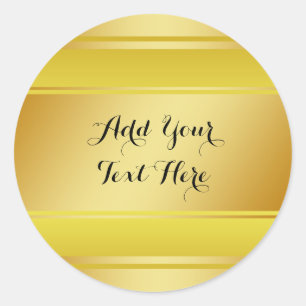 Golden Gold Foil Faux Glitter Customize Classic Round Sticker