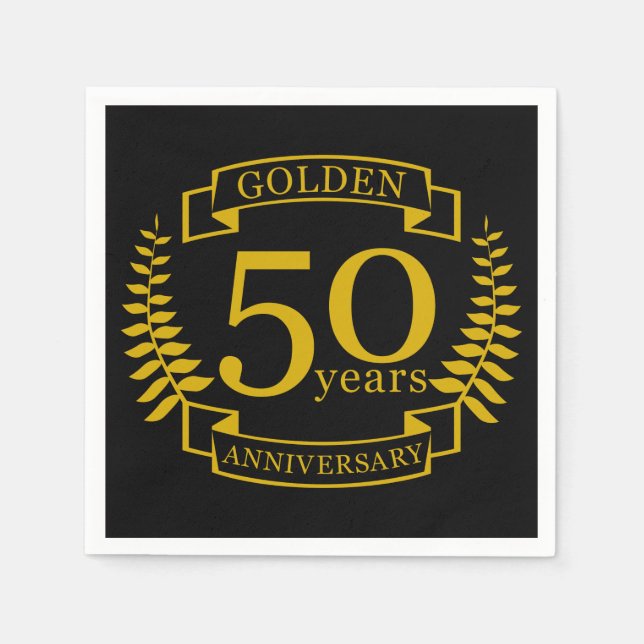 GOLDEN Golden 50 Years Wedding Anniversary 50 all Napkin (Front)