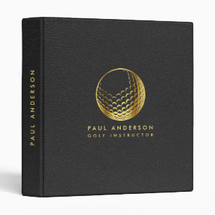 Golden Golf Ball Logo Elegant Golfer Monogram Binder