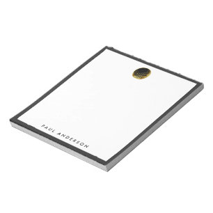 Golden Golf Ball Logo Elegant Golfer Monogram Notepad