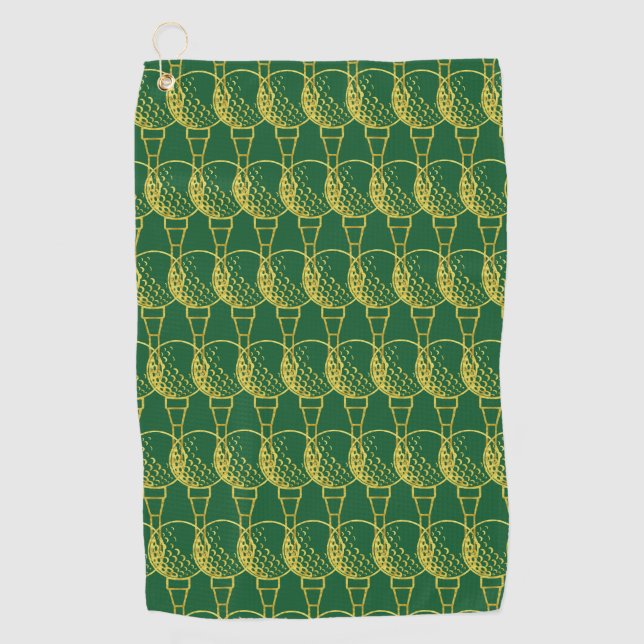 Golden Golf Ball Outline Golf Towel (Front)