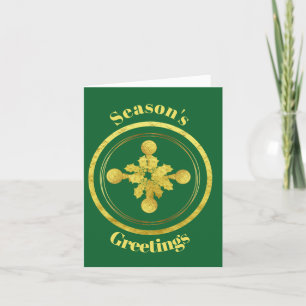 Golden Golf Balls and Holly Christmas Card