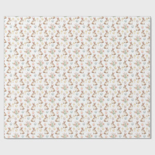 Golden Grace – Watercolor Easter Bunny Seamless Wrapping Paper