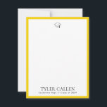 Golden Grad Cap Notecard with Yellow Backer<br><div class="desc">This minimalist notecard includes classic lettering and a single colour on the back. Please visit my Zazzle store for other options and coordinating grad party items. Don't hesitate to DM if you have requests for this design or matching pieces.</div>
