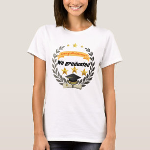 Golden Graduation Badge with Elegant Style T-Shirt