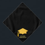 Golden Graduation Cap on Black Bandana<br><div class="desc">Golden graduation cap on black. Ideal for pets!</div>