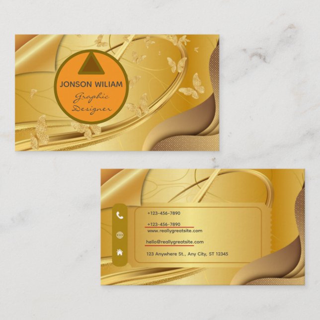 Golden Graphic Designer Business Card | Minimalist (Front/Back)