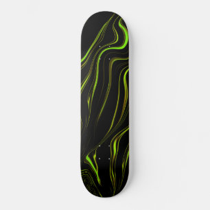 Golden grass, wavy green long traces on black fund skateboard