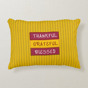 Golden Gratitude Accent Pillow: Blessed, Thankful Pillow