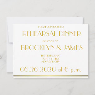 Golden Great Gatsby Invitations de répétition Mari